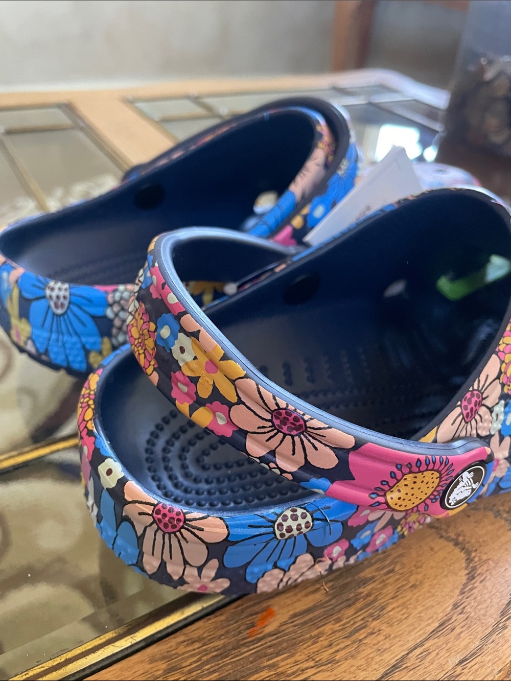 CROCS Kids Floral Clogs - Blue, Pink, Yellow Multi - Picture 5 of 7